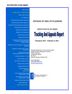Certificate-of-need tracking and appeals report [Feb. 8-14, 2012]