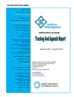 Certificate-of-need tracking and appeals report [Aug. 15-21, 2012]