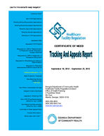 Certificate-of-need tracking and appeals report [Sept. 19-25, 2012]