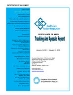 Certificate-of-need tracking and appeals report [Jan. 16-24, 2013]