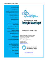 Certificate-of-need tracking and appeals report [Oct. 9-15, 2013]