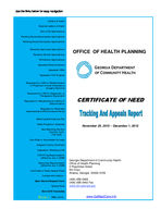 Certificate-of-need tracking and appeals report [Nov. 25-Dec. 1, 2015]