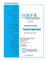 Certificate-of-need tracking and appeals report [Apr. 8-14, 2015]