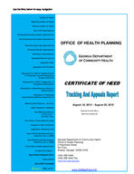Certificate-of-need tracking and appeals report [Aug. 19-25, 2015]