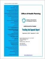 Certificate of Need tracking and appeals report, 2018 September 5 - 2018 September 11