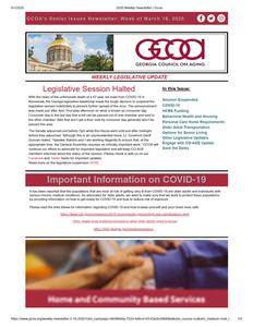 Senior issues newsletter, 2020 March 16