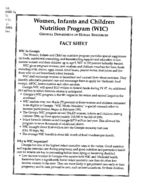 Fact sheet: Women, Infants and Children Nutrition Program (WIC), No. 31 (Dec. 1996)