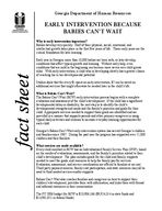 Fact sheet: early intervention because Babies Can't Wait, No. 61 (Jan. 2006)