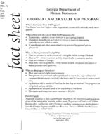 Fact sheet: Georgia Cancer State Aid Program, No. 84 (Sept. 2001)