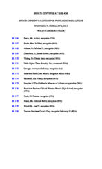 Senate consent calendar for privileged resolutions 2013 February 6