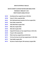 Senate consent calendar for privileged resolutions 2014 February 19