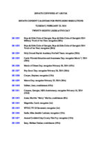 Senate consent calendar for privileged resolutions 2014 February 25