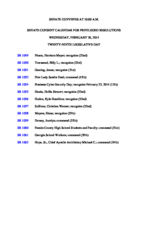 Senate consent calendar for privileged resolutions 2014 February 26