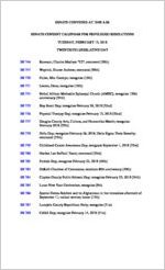 Senate consent calendar for privileged resolutions, 2018 February 13