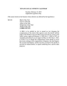 Senate local consent calendar, 2023 February 14
