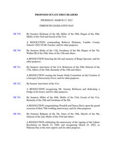 Proposed Senate first readers, 2022 March 17