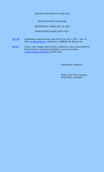 Senate rules calendar [Feb. 10, 2016]