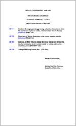 Senate rules calendar, 2018 February 13