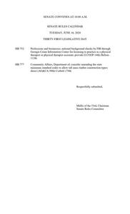 Senate rules calendar, 2020 June 16