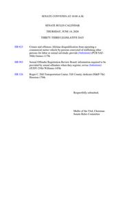 Senate rules calendar, 2020 June 18