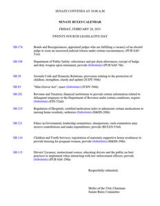 Senate rules calendar, 2021 February 26
