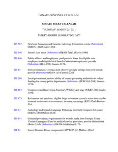 Senate rules calendar, 2021 March 25