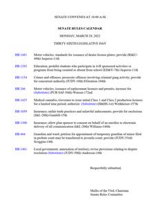 Senate rules calendar, 2022 March 28