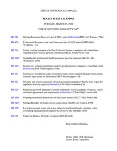 Senate rules calendar, 2022 March 29