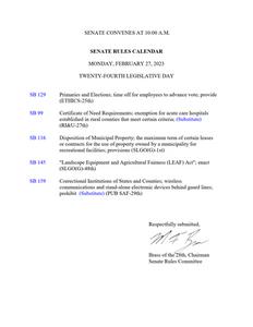 Senate rules calendar, 2023 February 27