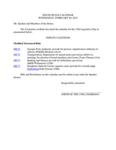 Senate rules calendar, 2023 February 8