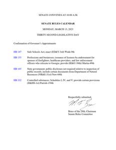 Senate rules calendar, 2023 March 13