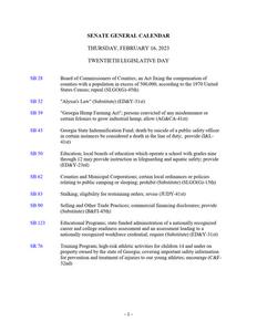 Senate general calendar, 2023 February 16