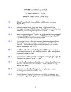 Senate general calendar, 2023 February 28