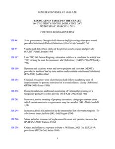 Legislation tabled on day 39, 2021 March 31