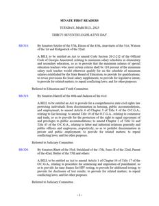 Senate first readers, 2023 March 27