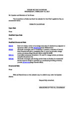 House rules calendar, 2015 February 25