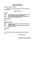 House rules calendar, 2015 March 18