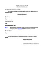 House rules calendar, 2015 March 20