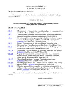 House rules calendar, 2023 March 23