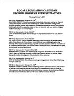 Local legislation calendar [Feb. 2, 2017]