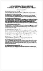 Local legislation calendar [Mar. 20, 2017]