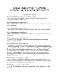 Local legislation calendar, 2021 March 18