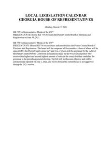Local legislation calendar, 2021 March 22A