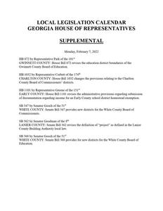 Local legislation calendar, 2022 February 7A
