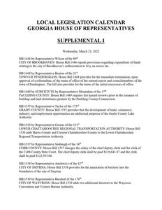 Local legislation calendar, 2022 March 23A