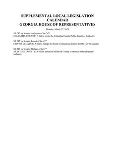 Local legislation calendar, 2023 March 27A