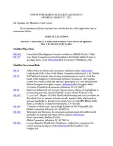 House supplemental rules calendar, 2023 March 27A