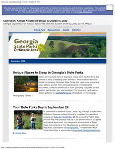 Georgia State Parks and Historic Sites, 2022 September
