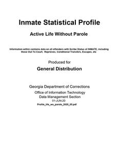 Inmate statistical profile: active life without parole, 2020 May