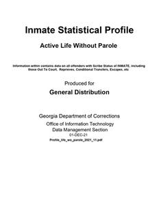 Inmate statistical profile: active life without parole, 2021 November